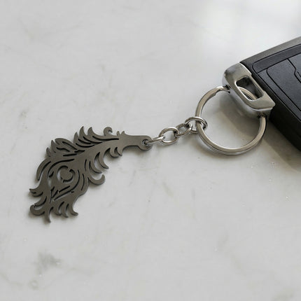 Premium Metal Morpich Feather Design Keychain 1 Pc