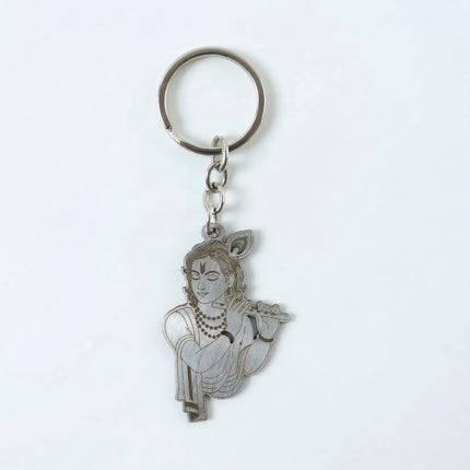 Elegant Metal Lord Krishna Engraved Keychain 1 Pc