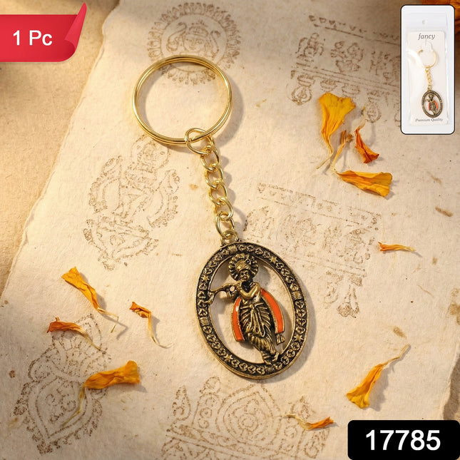 Metal Traditional Decorative Lord Krishna Keychain (1 Pc)